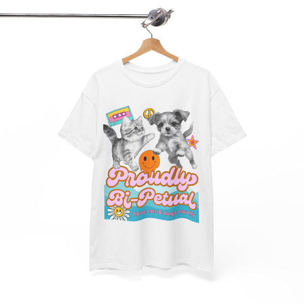 Proudly Bi-Petual Minimal Unisex T-shirt - I Love Dogs and Cats