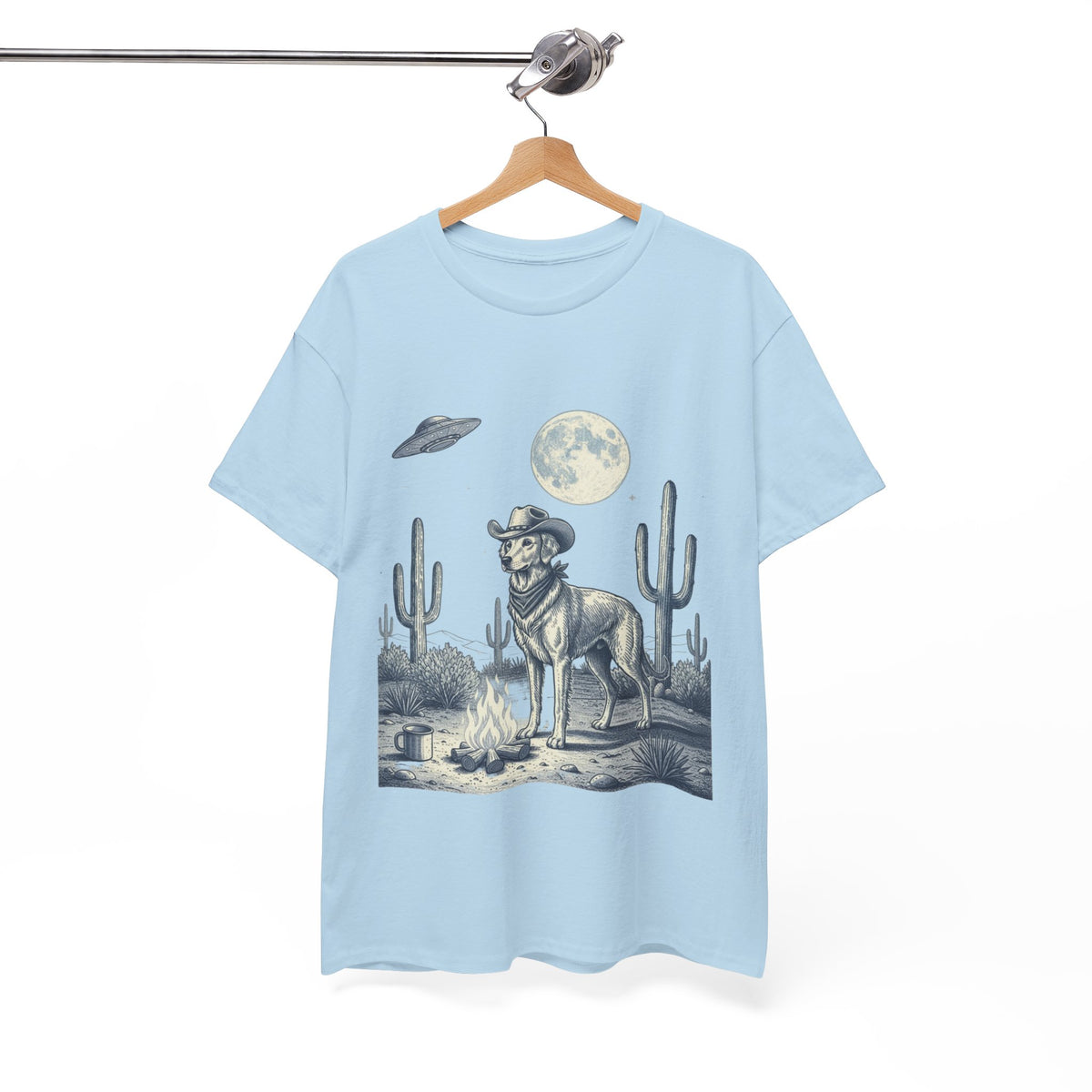 Golden Retriever Cowboy & Desert UFO  - Unisex T-shirt