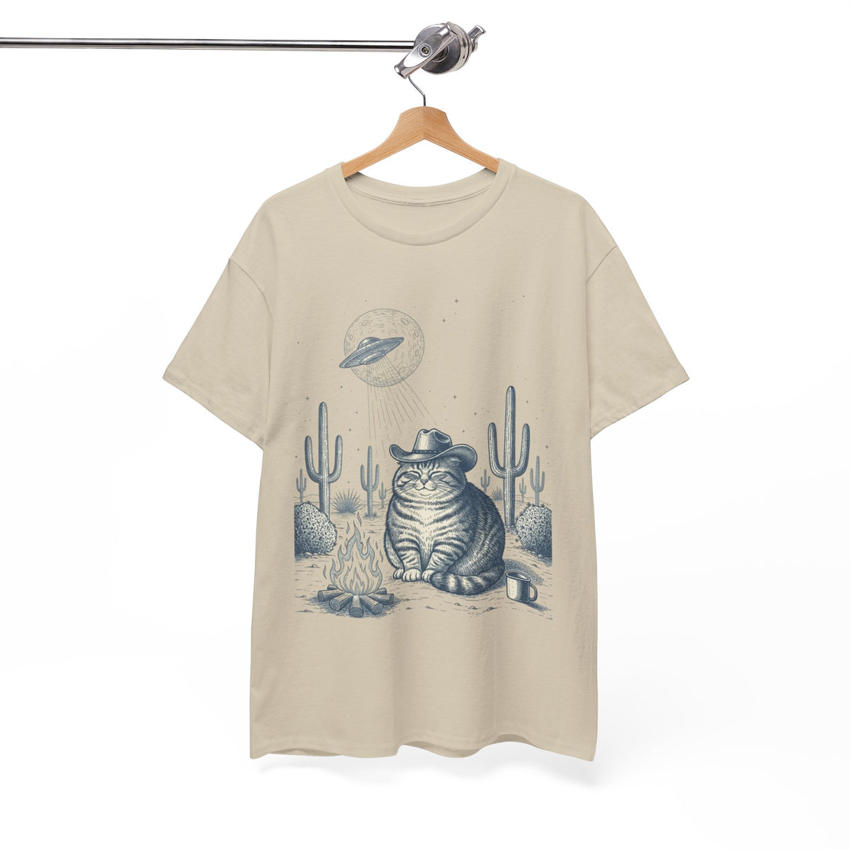 Fat Tabby Cowboy & Desert UFO  - Unisex T-shirt