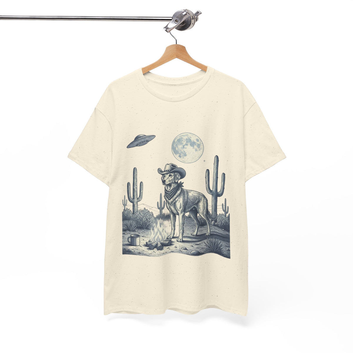 Golden Retriever Cowboy & Desert UFO  - Unisex T-shirt
