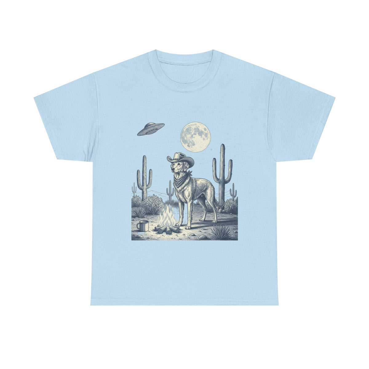 Golden Retriever Cowboy & Desert UFO  - Unisex T-shirt