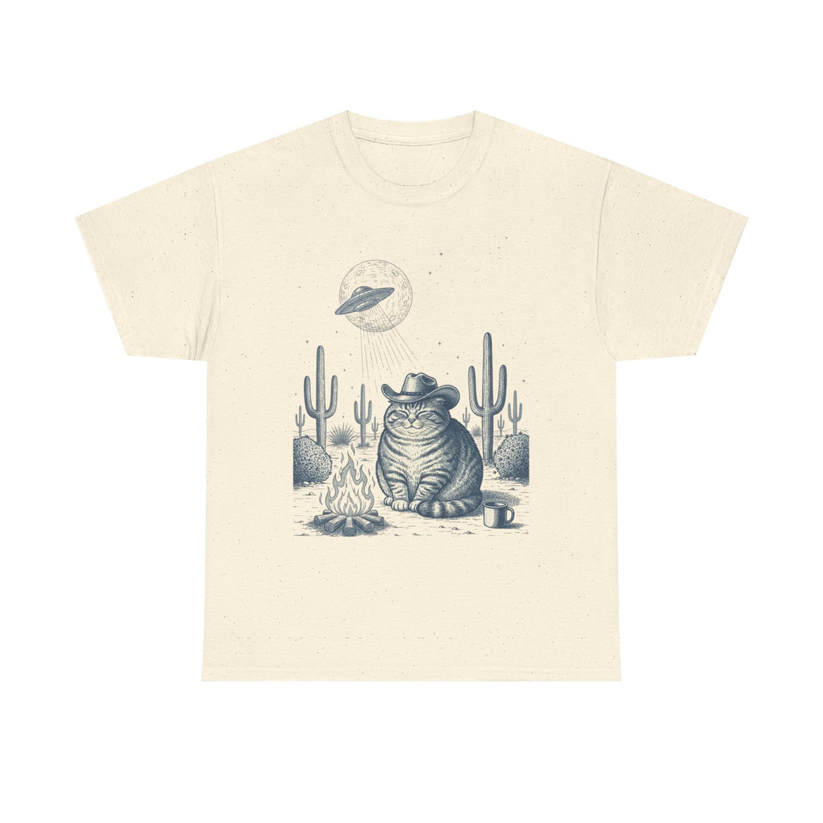 Fat Tabby Cowboy & Desert UFO  - Unisex T-shirt