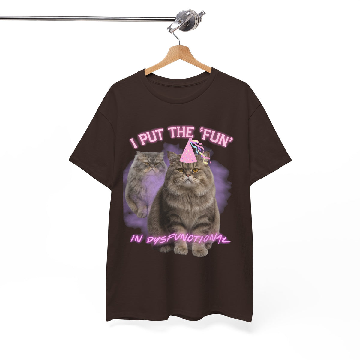 I Put the Fun in Dysfunctional Cat Tee by Electrik Land