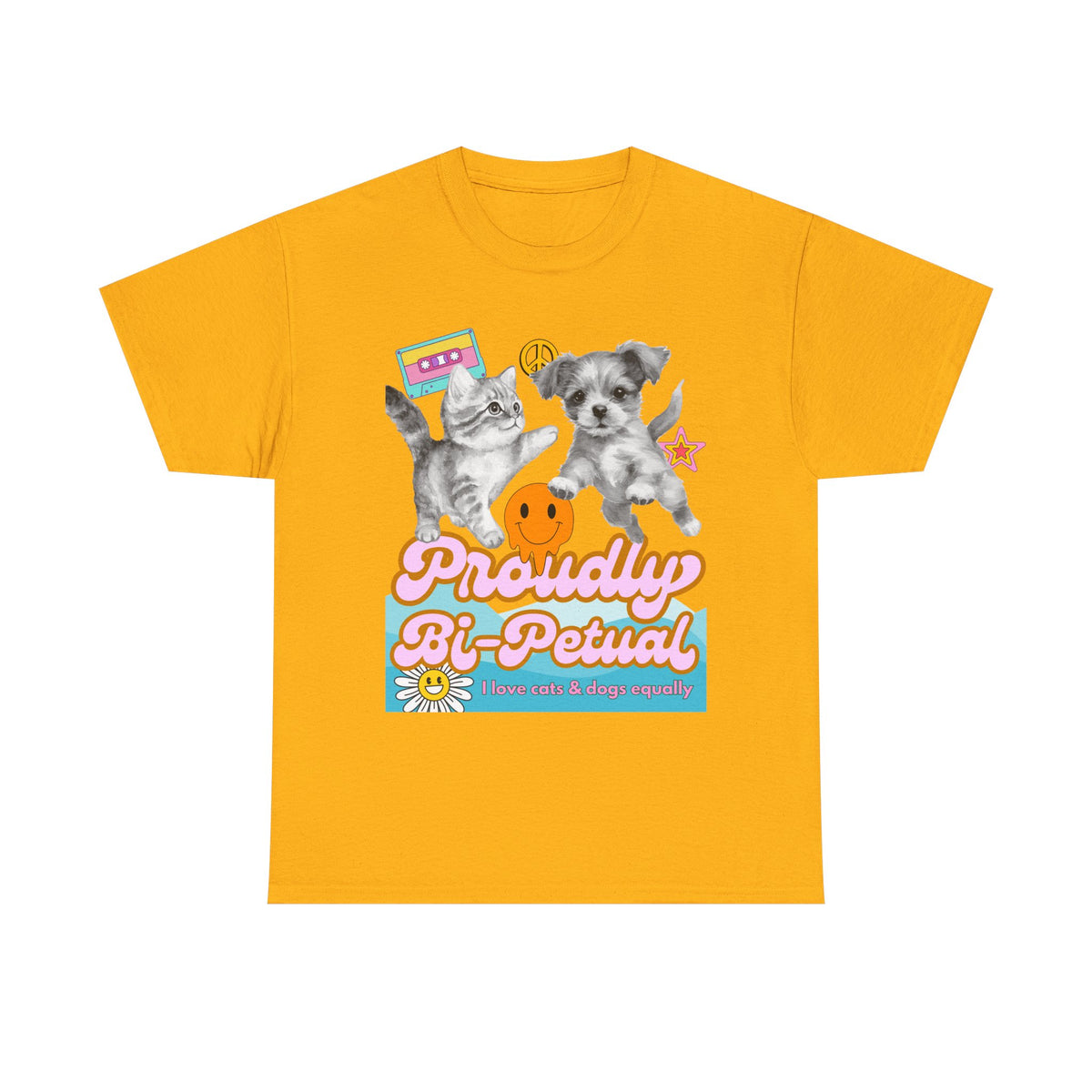 Proudly Bi-Petual Minimal Unisex T-shirt - I Love Dogs and Cats