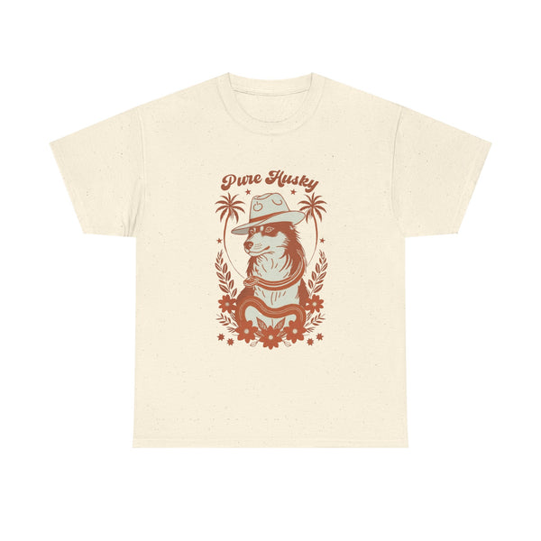 Husky Vintage Print Palms Retro Art Tee by Electrik Land