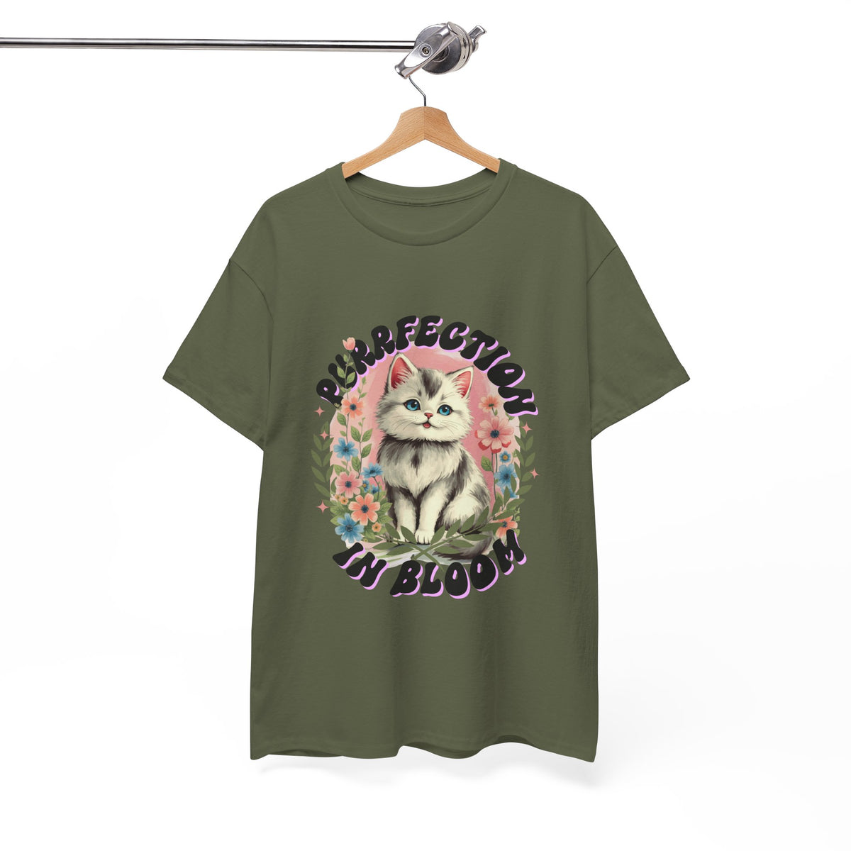 Purrfection in Bloom Cat Black |  Unisex T-shirt