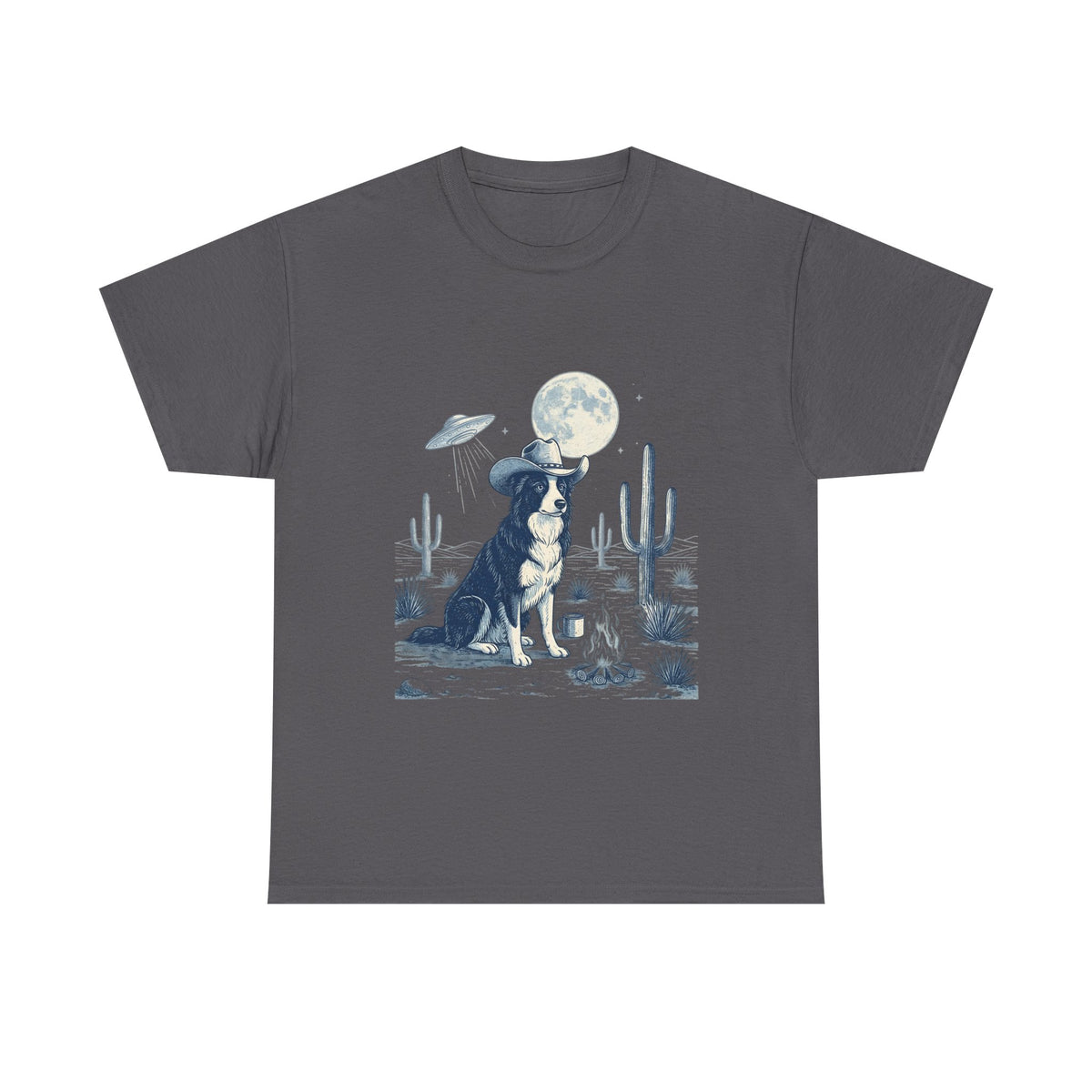 Border Collie Cowboy & Desert UFO  - Unisex T-shirt