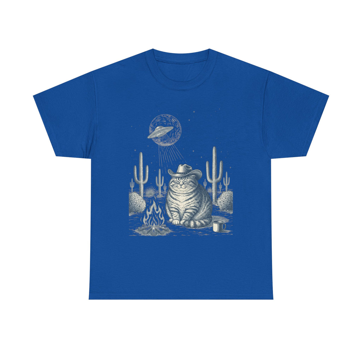 Fat Tabby Cowboy & Desert UFO  - Unisex T-shirt