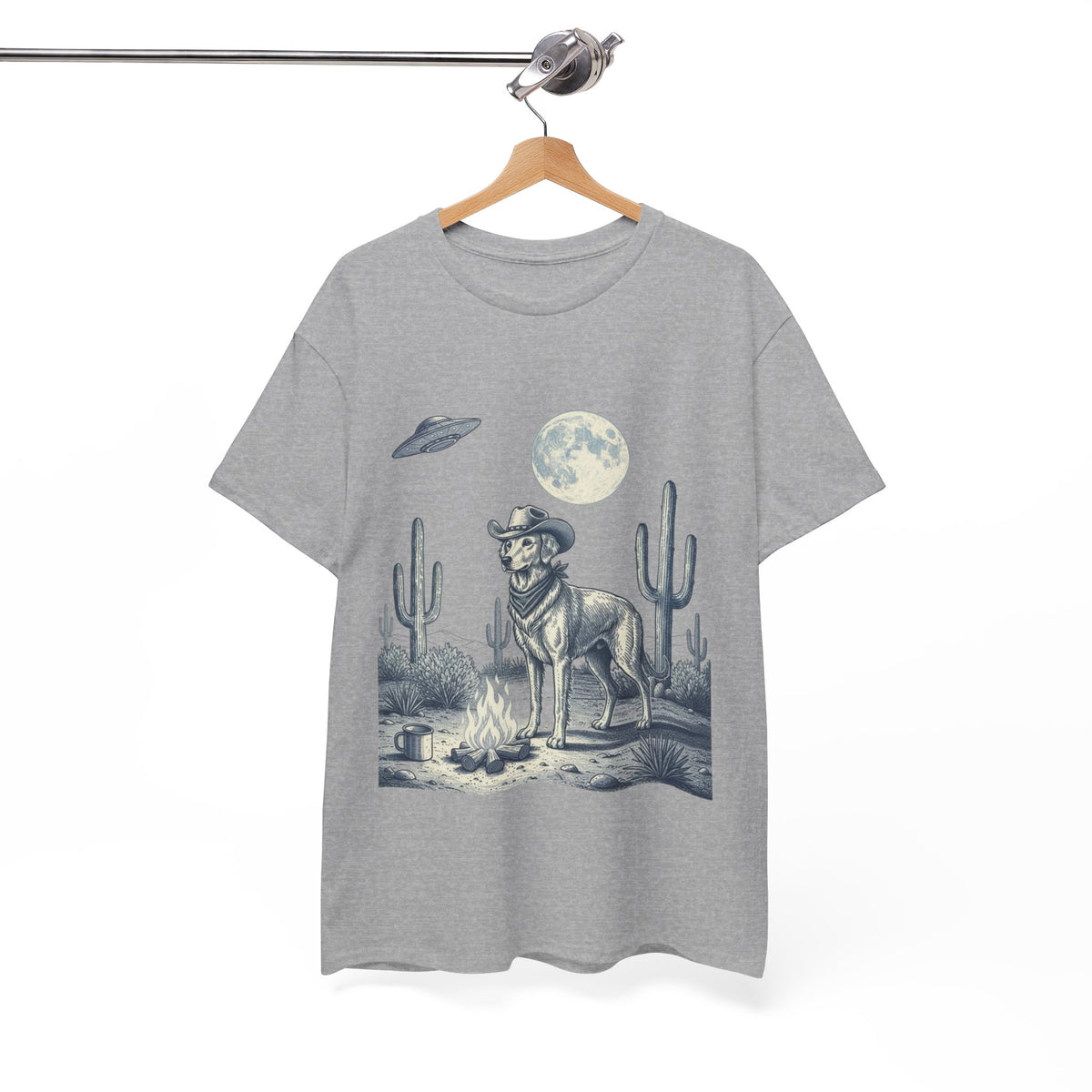 Golden Retriever Cowboy & Desert UFO  - Unisex T-shirt