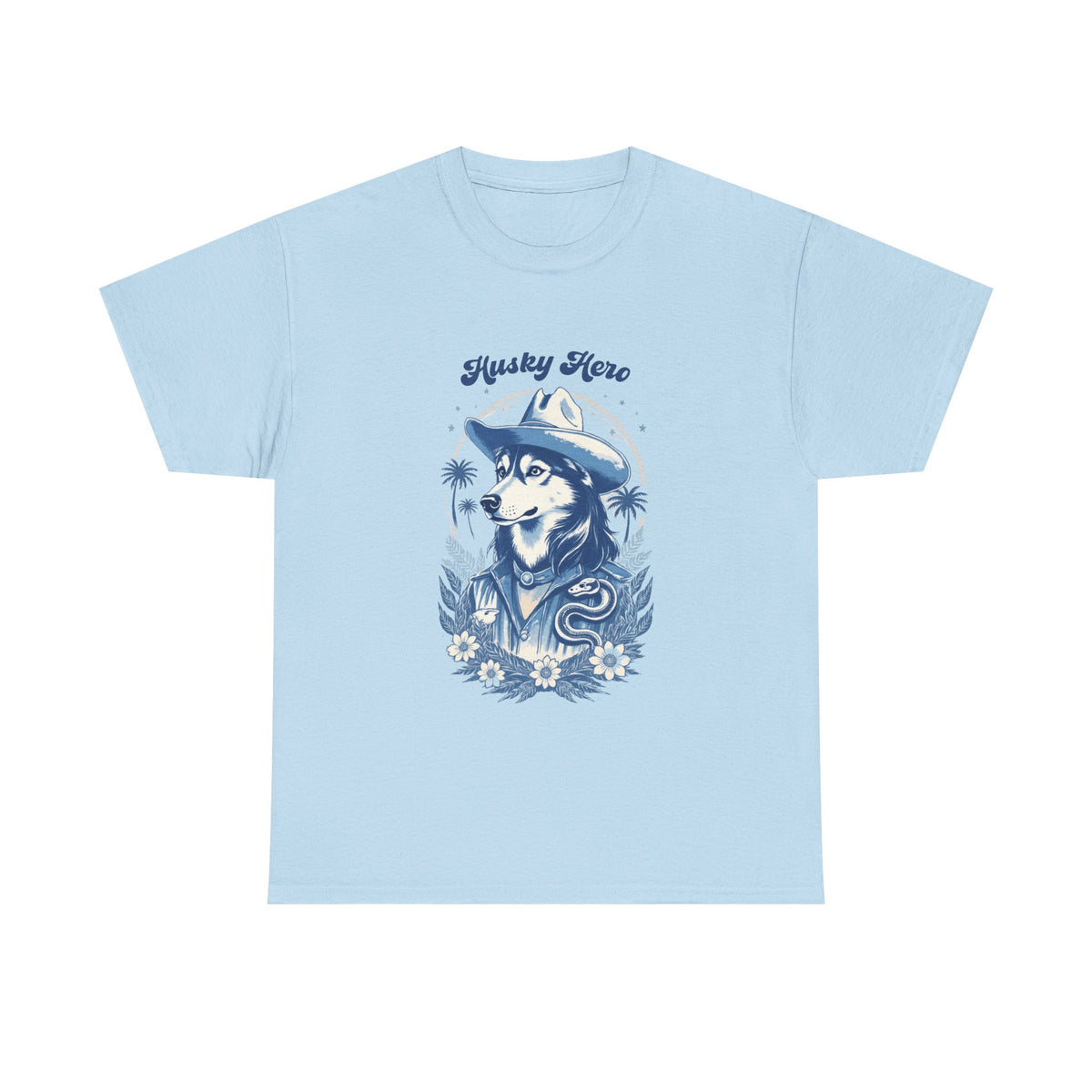 Husky Blue Print Cowboy Retro Western Tee by Electrik Land