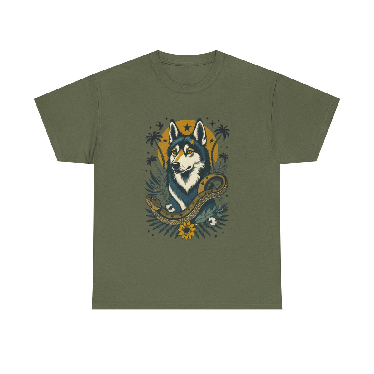 Husky Vintage Style Tattoo Graphic T-Shirt