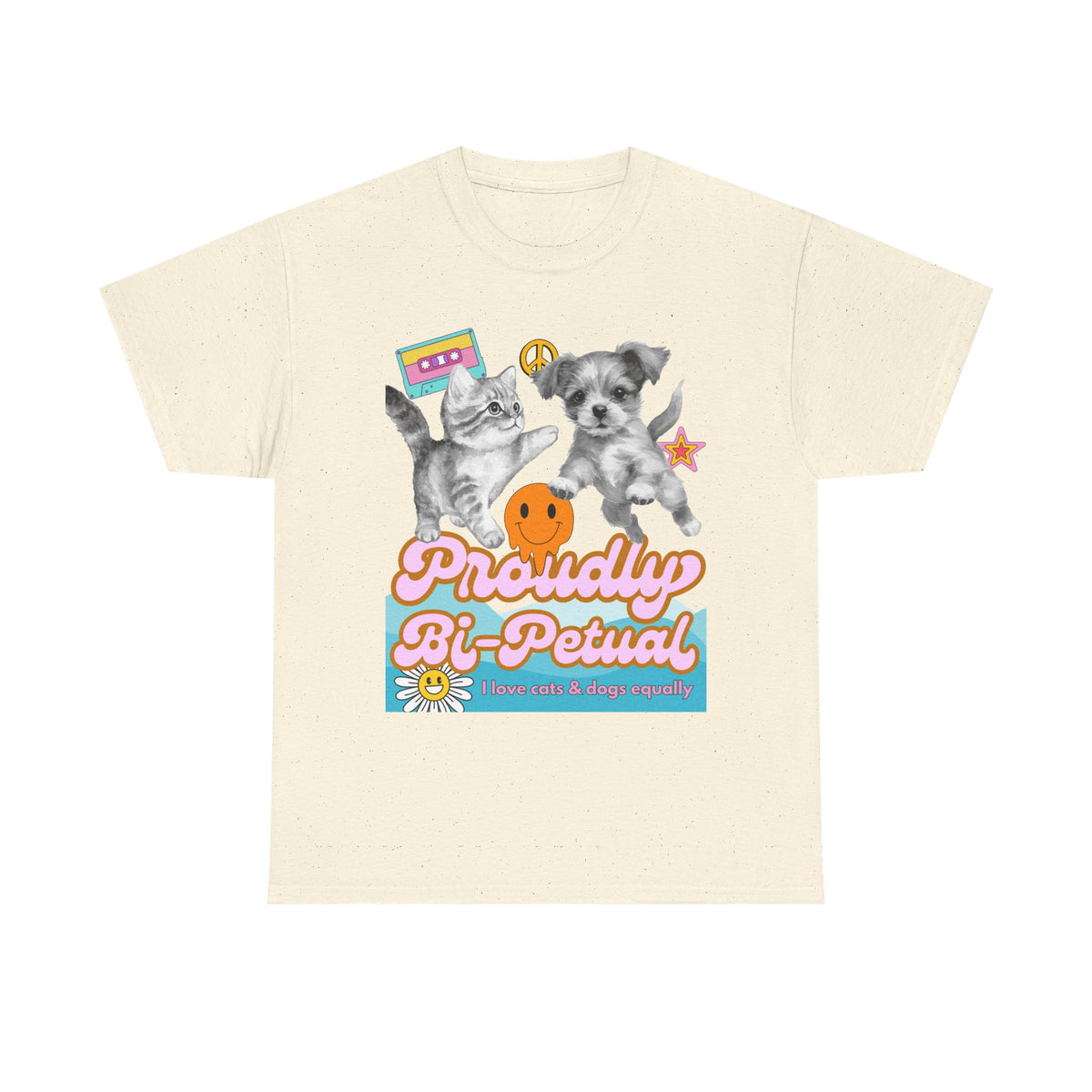 Proudly Bi-Petual Minimal Unisex T-shirt - I Love Dogs and Cats