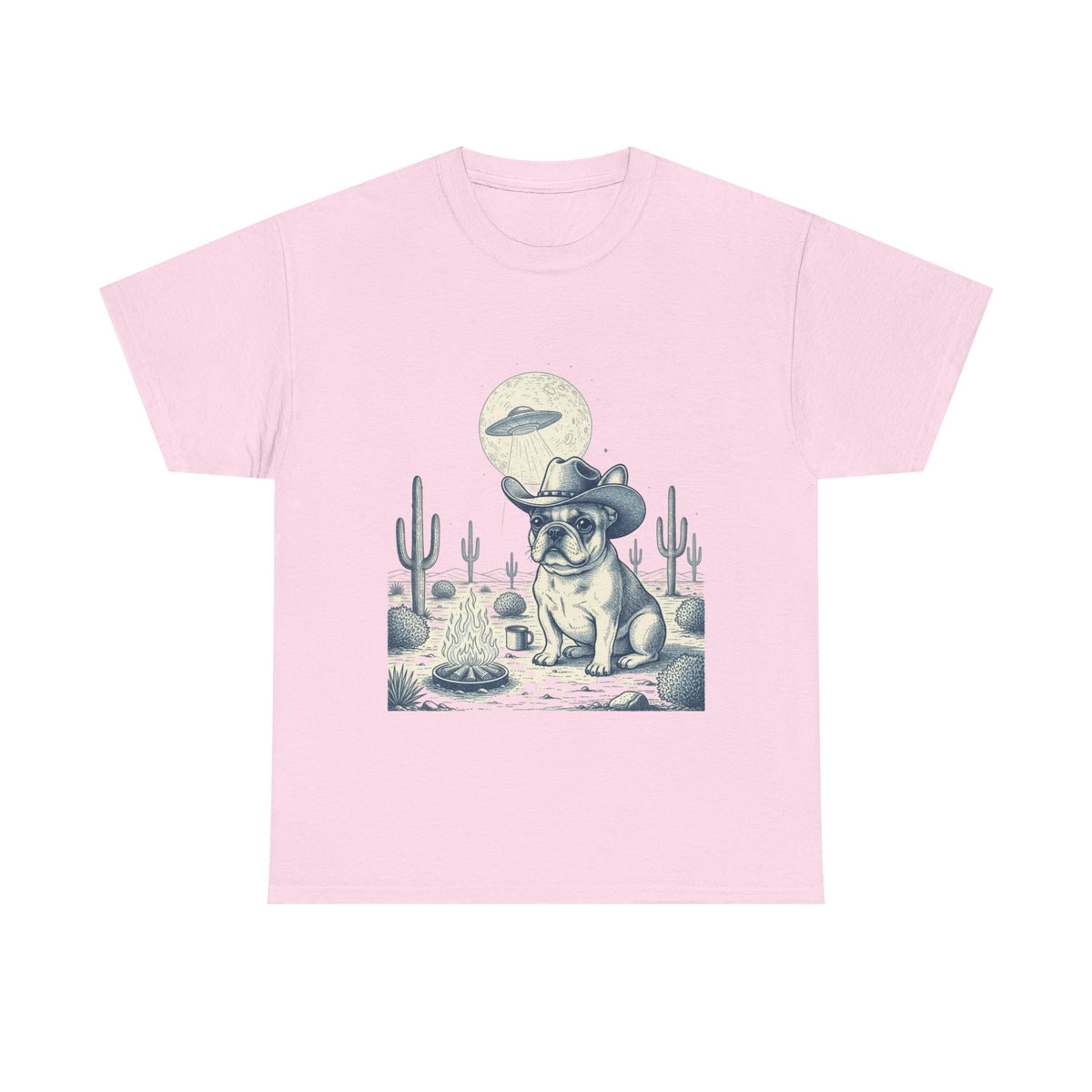 French Bulldog Cowboy & Desert UFO  - Unisex T-shirt