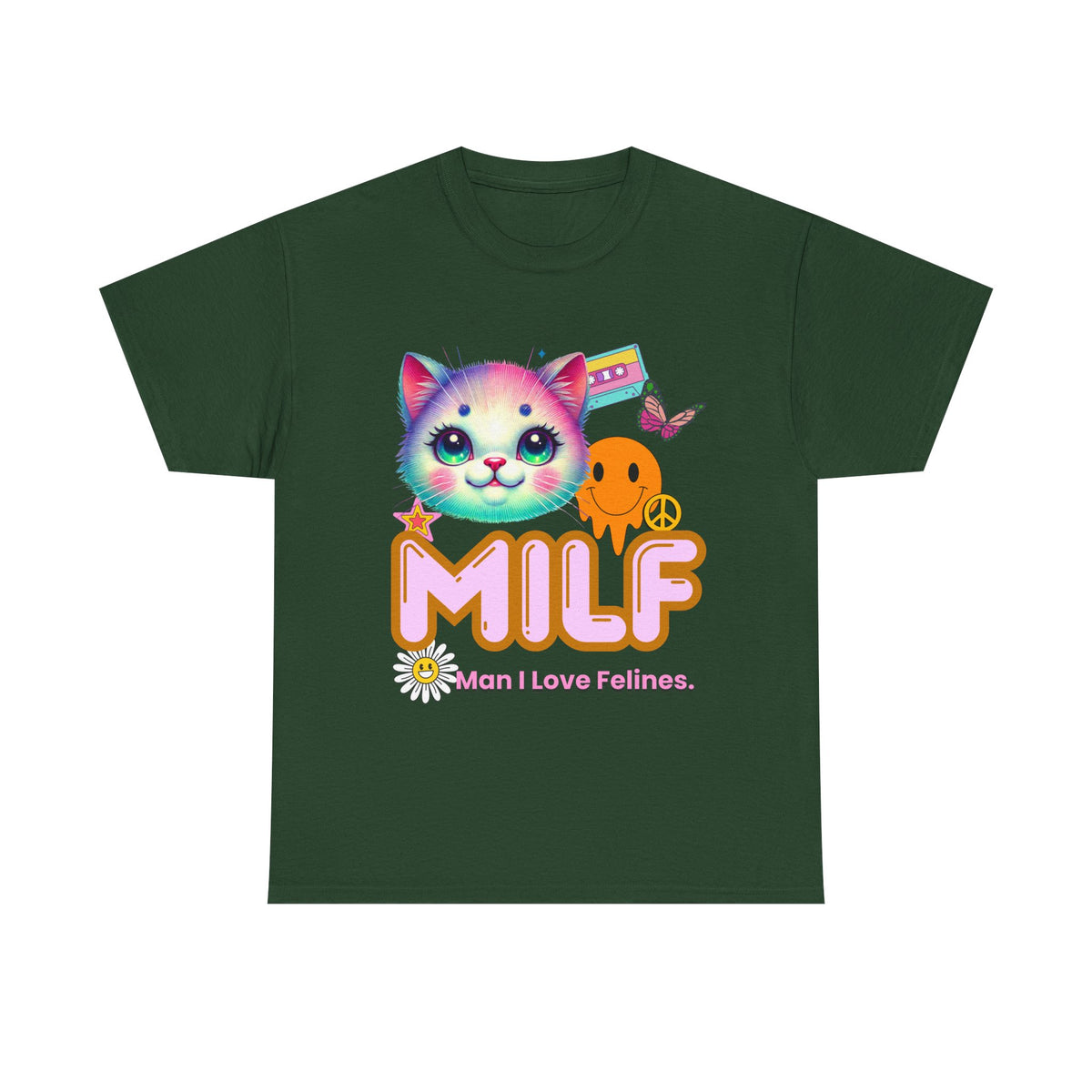 MILF Man I Love Felines Y2K Cat Head Tee by Electrik Land