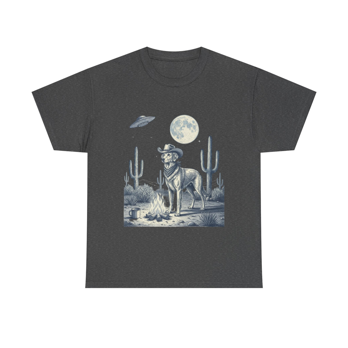 Golden Retriever Cowboy & Desert UFO  - Unisex T-shirt