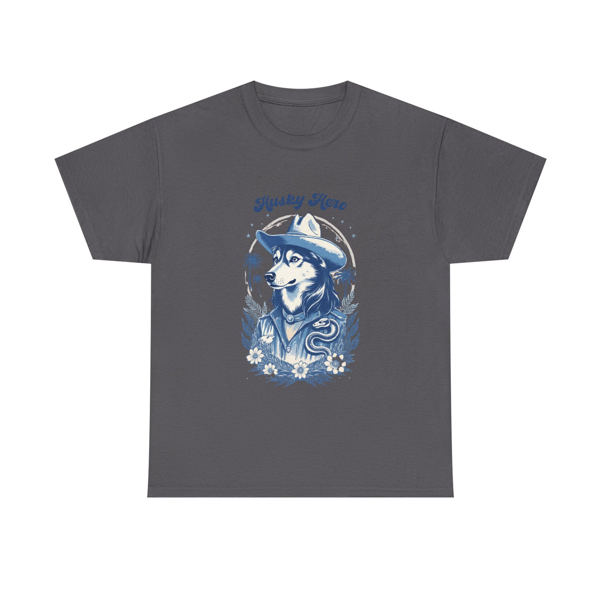 Husky Blue Print Cowboy Retro Western Tee by Electrik Land