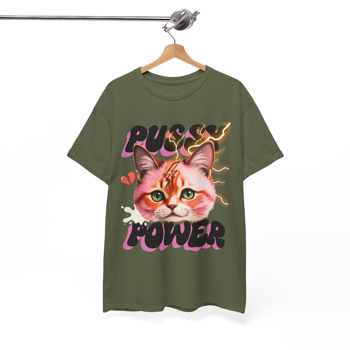 Pussy Power Bubble Cat Feminist T-Shirt by Electrik Land.