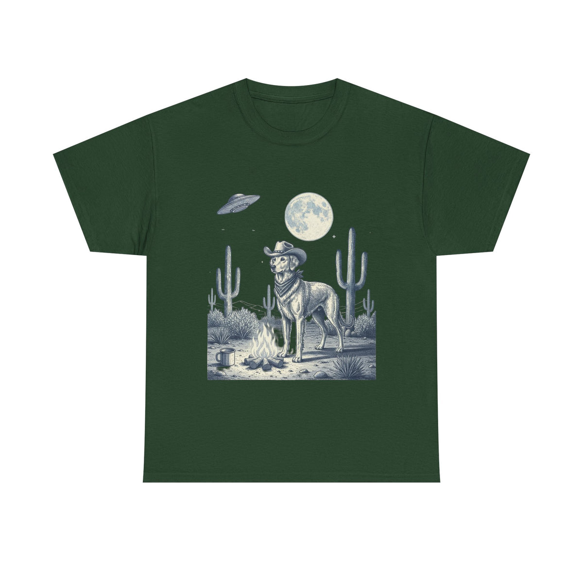 Golden Retriever Cowboy & Desert UFO  - Unisex T-shirt