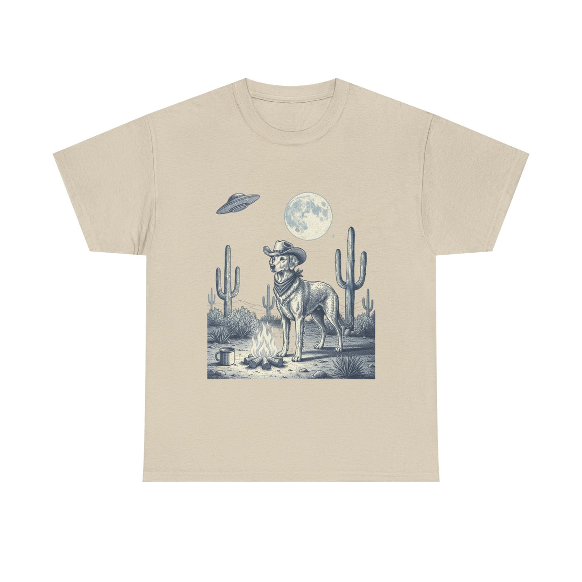 Golden Retriever Cowboy & Desert UFO  - Unisex T-shirt