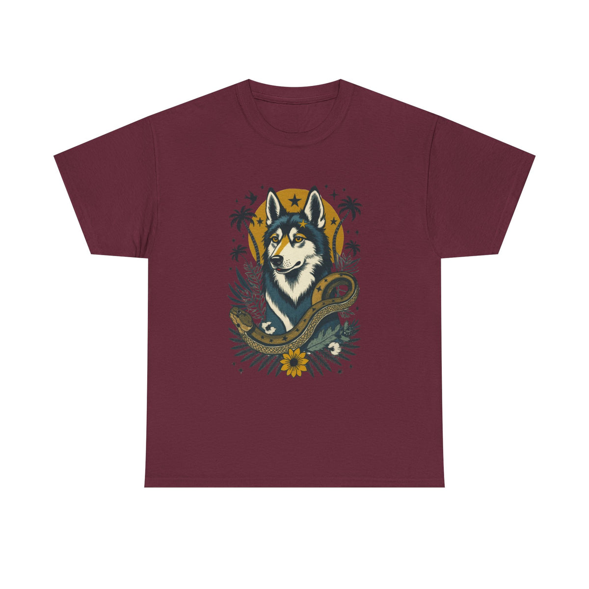Husky Vintage Style Tattoo Graphic T-Shirt