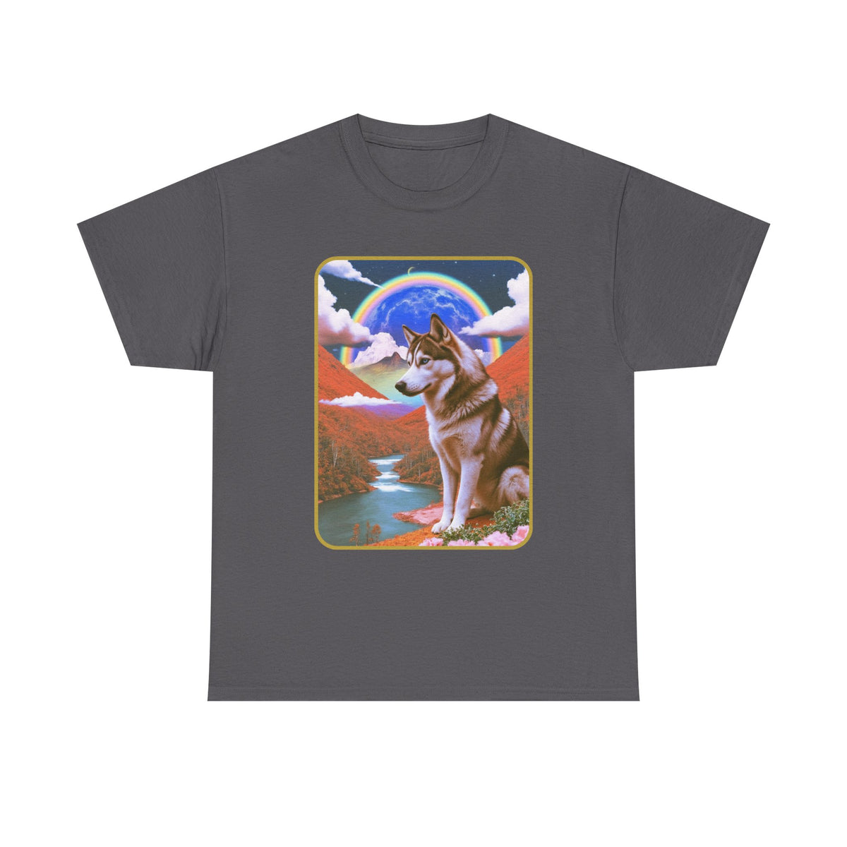Husky Retro Surreal Scape T-Shirt
