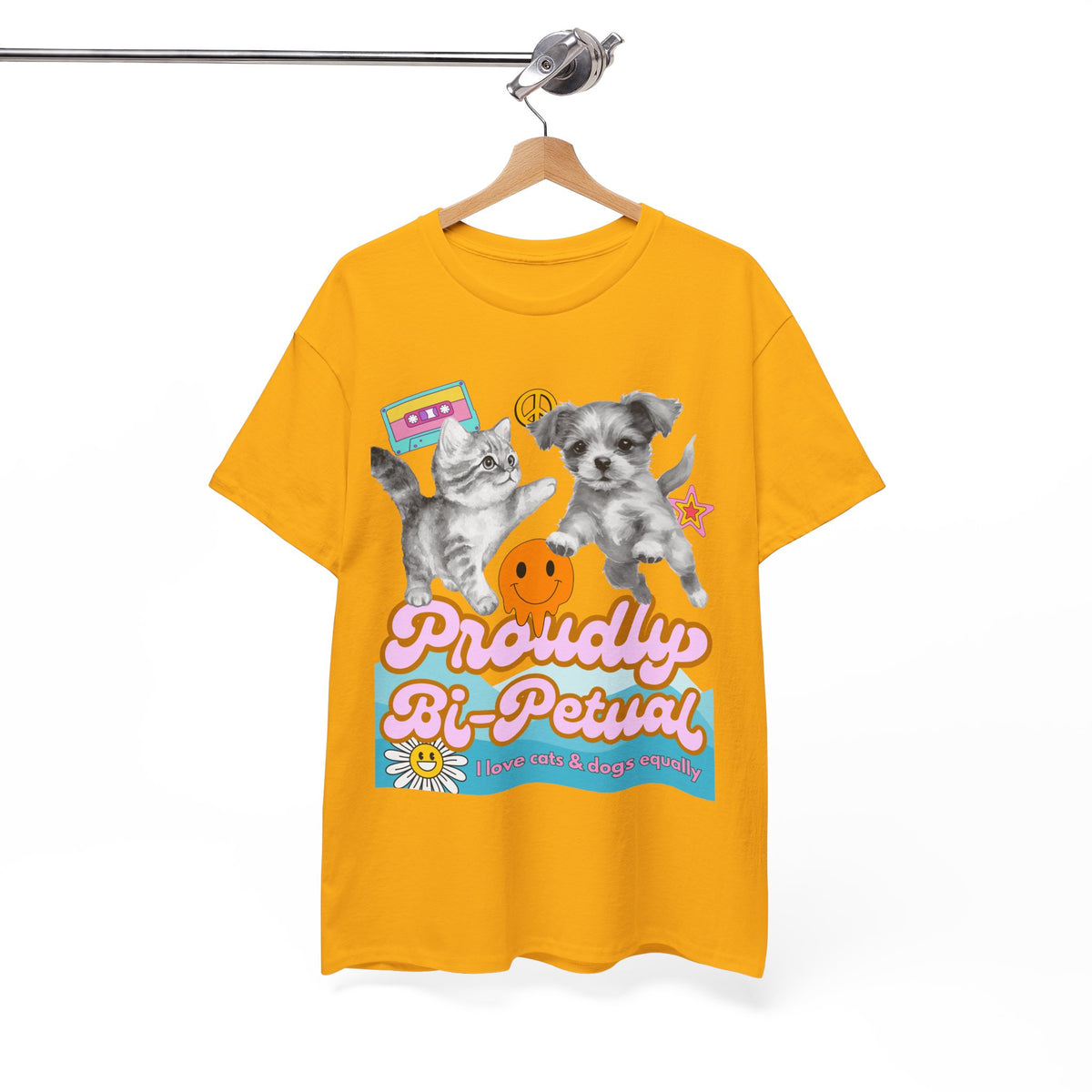 Proudly Bi-Petual Minimal Unisex T-shirt - I Love Dogs and Cats