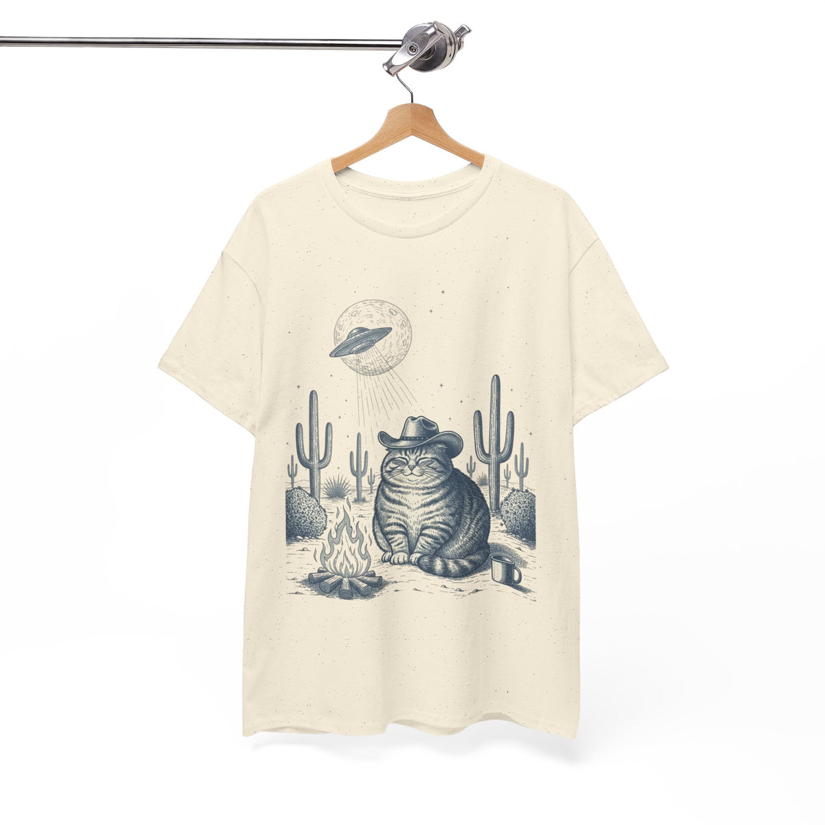 Fat Tabby Cowboy & Desert UFO  - Unisex T-shirt