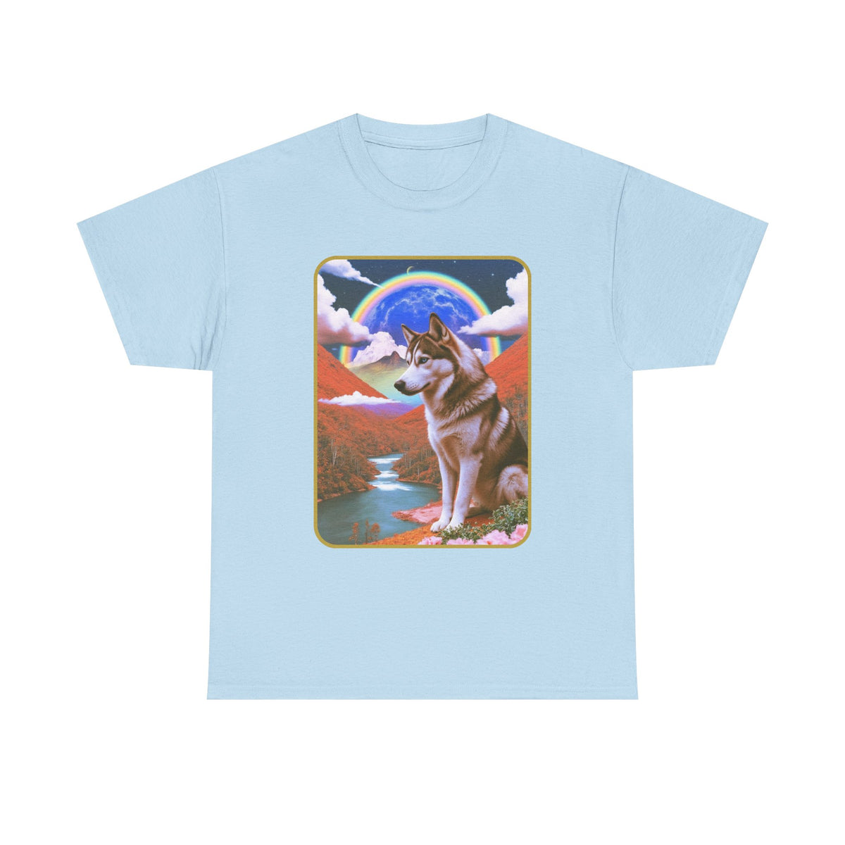 Husky Retro Surreal Scape T-Shirt