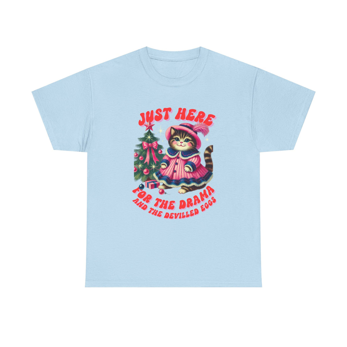 Just Here for the Drama & Devilled Eggs Cat Tee by Electrik Land