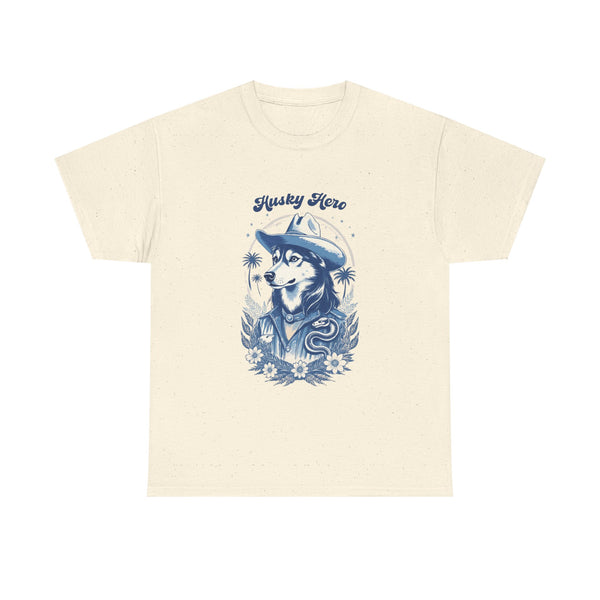 Husky Blue Print Cowboy Retro Western Tee by Electrik Land