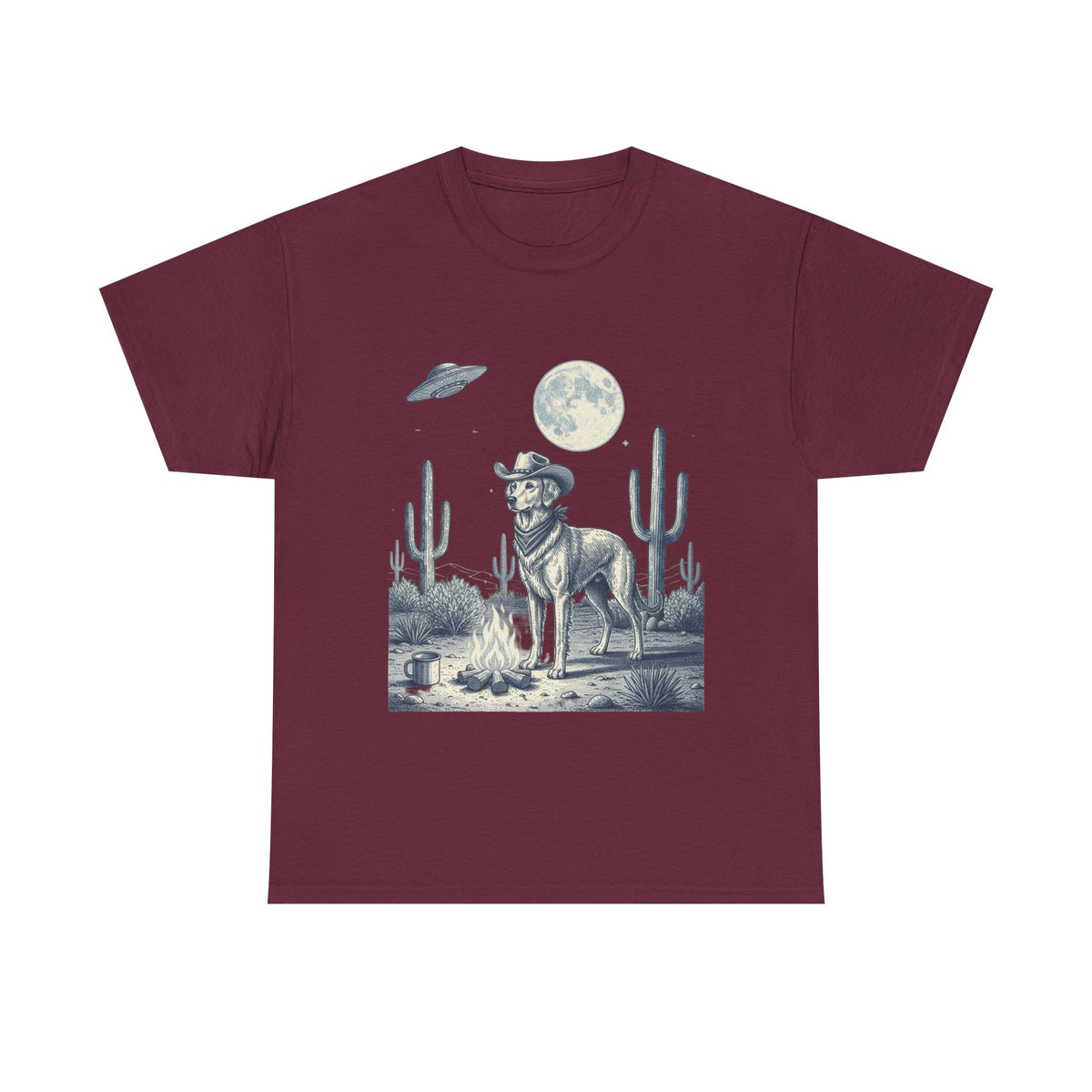 Golden Retriever Cowboy & Desert UFO  - Unisex T-shirt