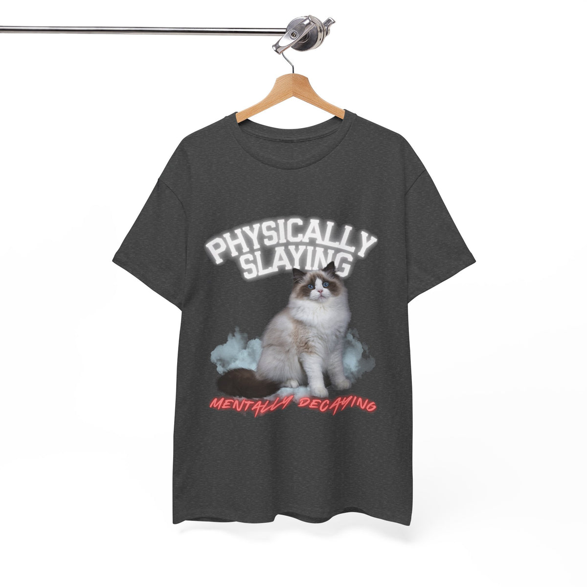 Physically Slaying Mentally Decaying Cat Tee by Electrik Land