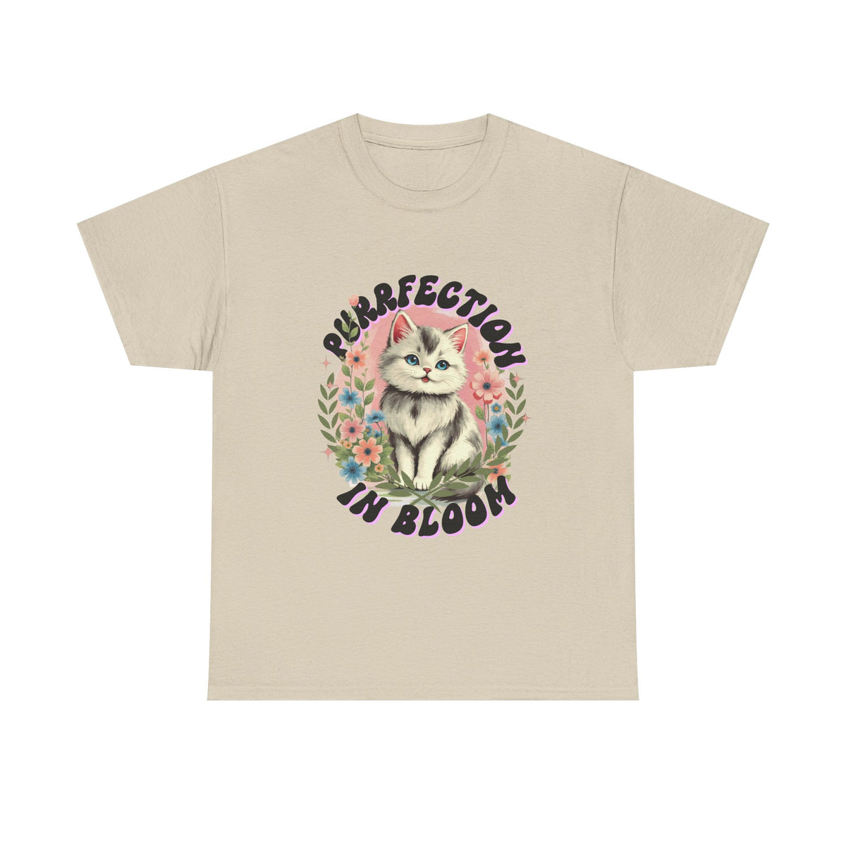 Purrfection in Bloom Cat Black |  Unisex T-shirt
