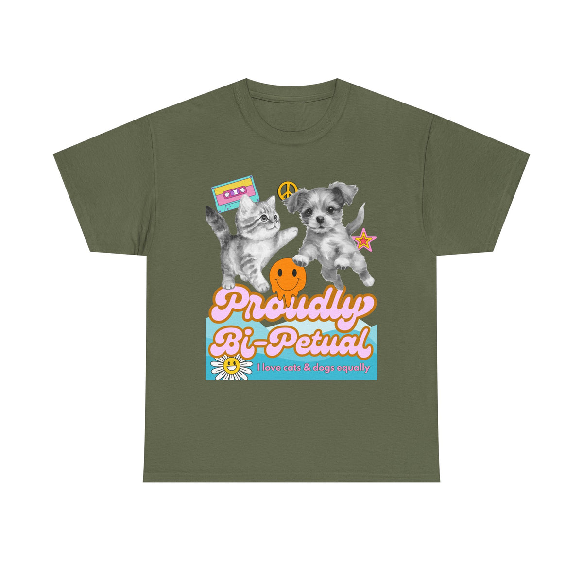 Proudly Bi-Petual Minimal Unisex T-shirt - I Love Dogs and Cats