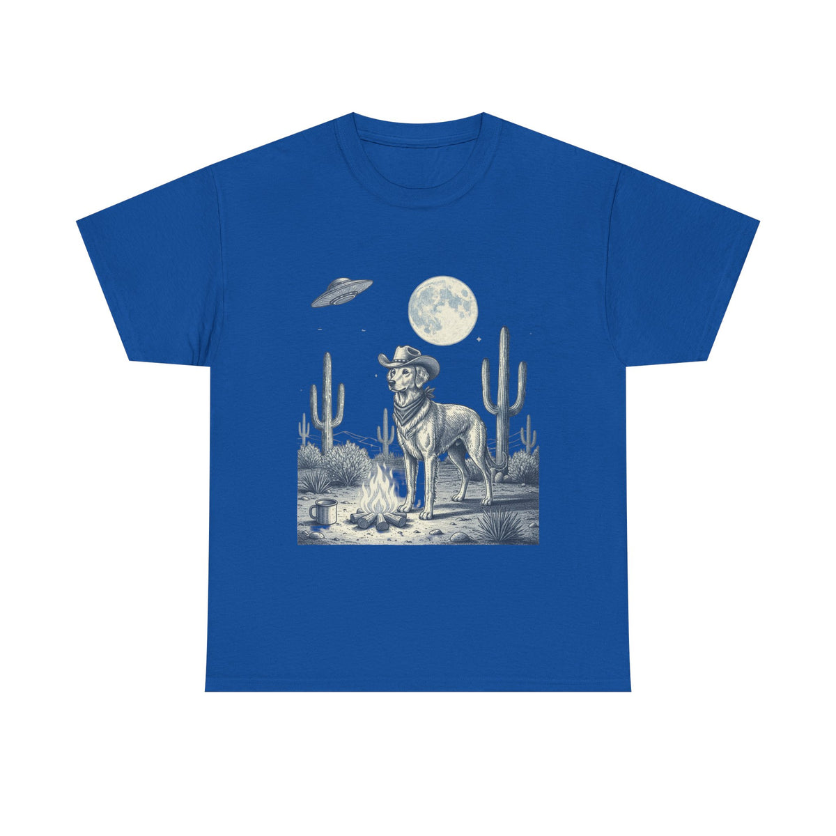 Golden Retriever Cowboy & Desert UFO  - Unisex T-shirt