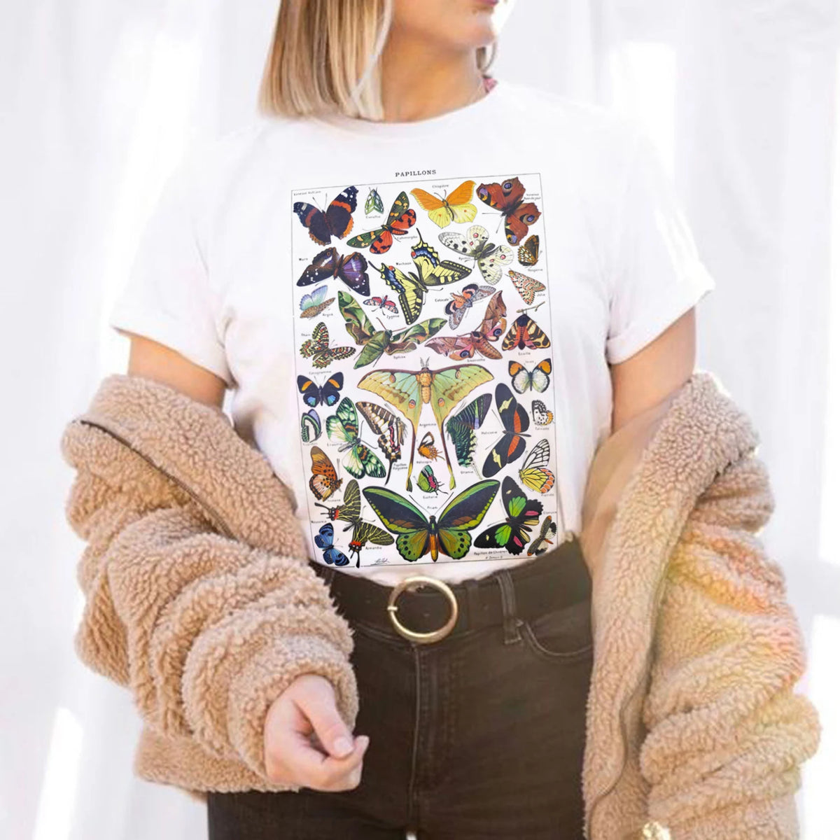 Vintage Botanical Butterfly Print T-SHIRT