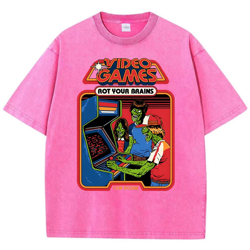 Video Games Rot Your Brains Retro T-Shirt