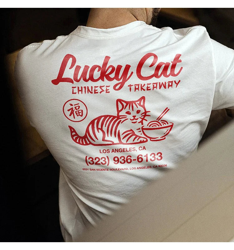 LUCKY CAT American Retro T-shirt