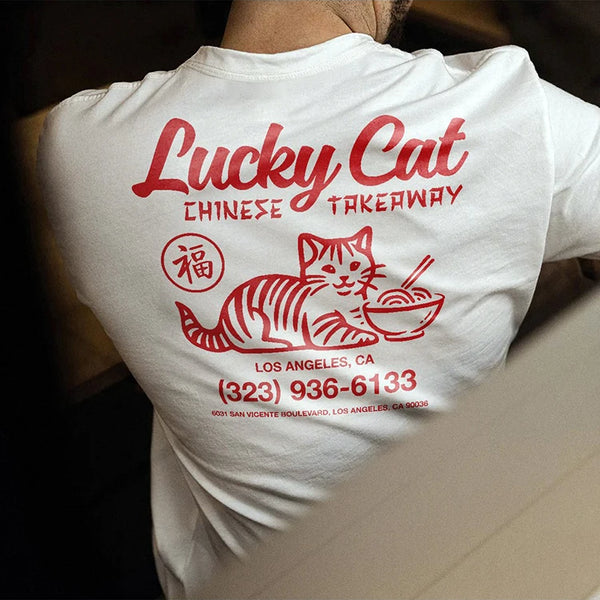 LUCKY CAT American Retro T-shirt