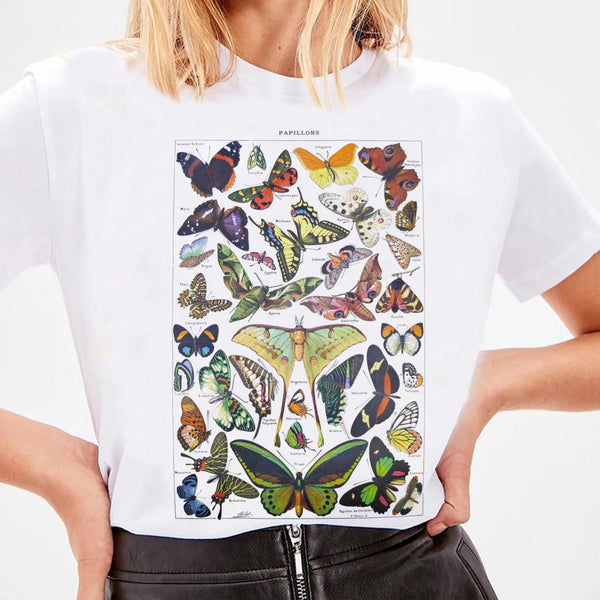 Vintage Botanical Butterfly Print T-SHIRT