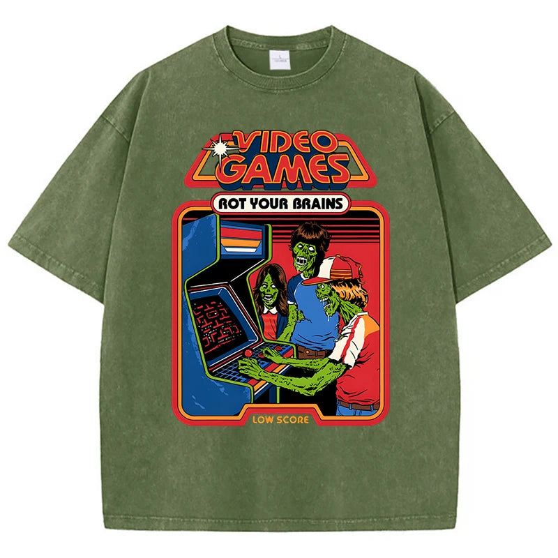 Video Games Rot Your Brains Retro T-Shirt