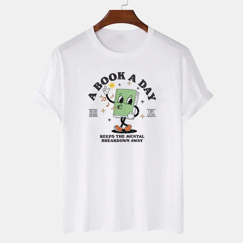 A Book A Day Cute Cartoon Bookworm T-Shirts