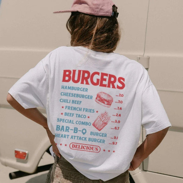 Burger Back Print T-Shirt Vintage