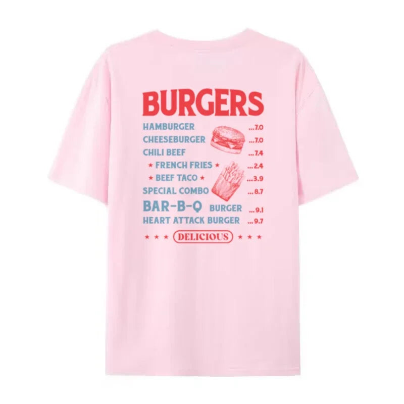 Burger Back Print T-Shirt Vintage