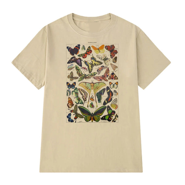 Vintage Botanical Butterfly Print T-SHIRT