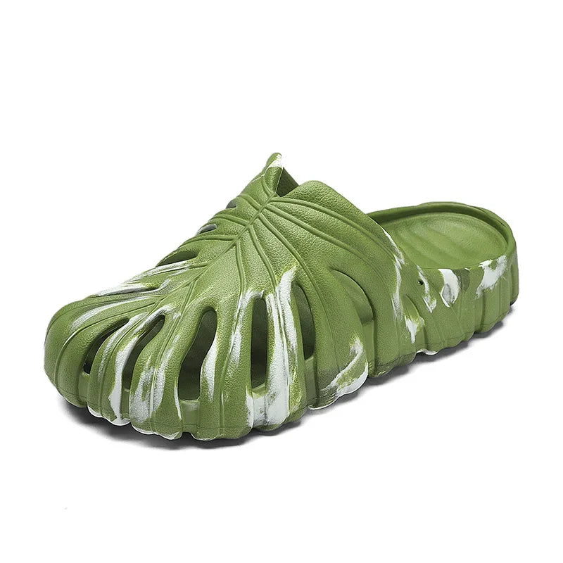 Monstera EVA Slides – Sculpted Leaf Vent Comfort Slippers