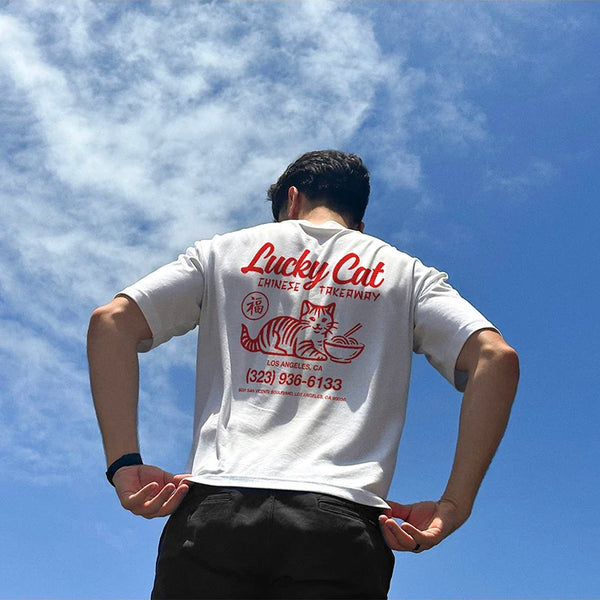 LUCKY CAT American Retro T-shirt
