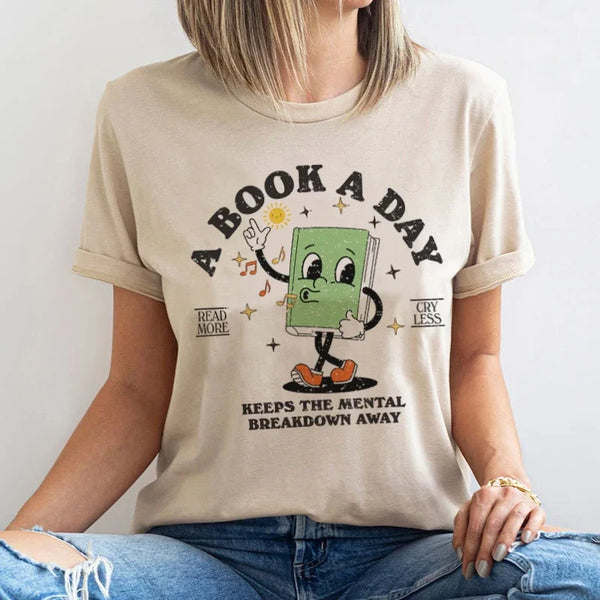A Book A Day Cute Cartoon Bookworm T-Shirts