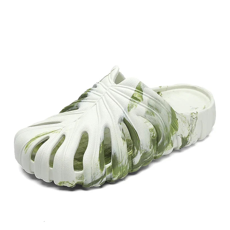 Monstera EVA Slides – Sculpted Leaf Vent Comfort Slippers