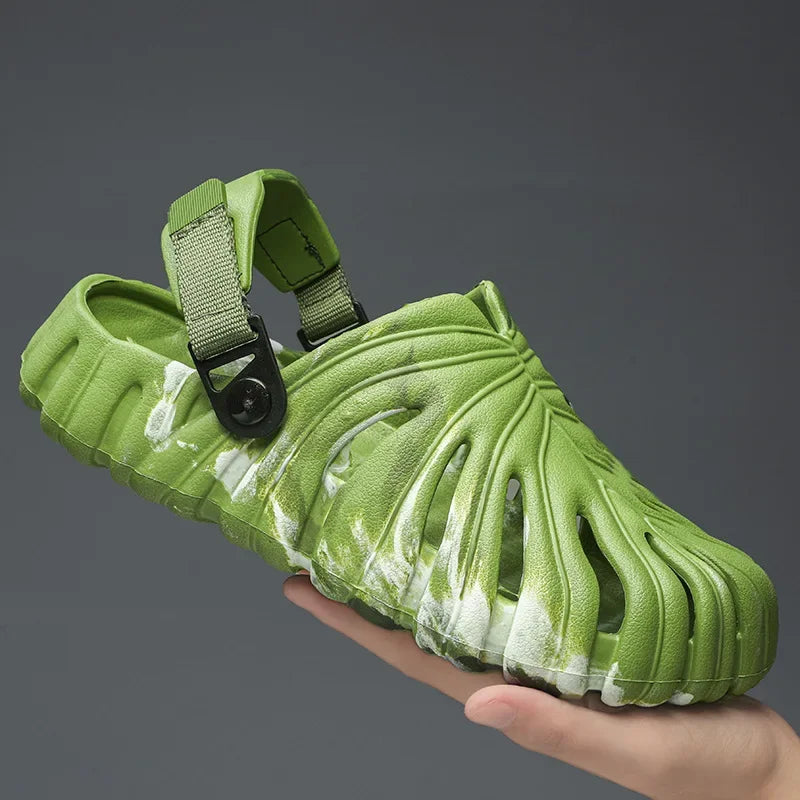 Monstera EVA Slides – Sculpted Leaf Vent Comfort Slippers